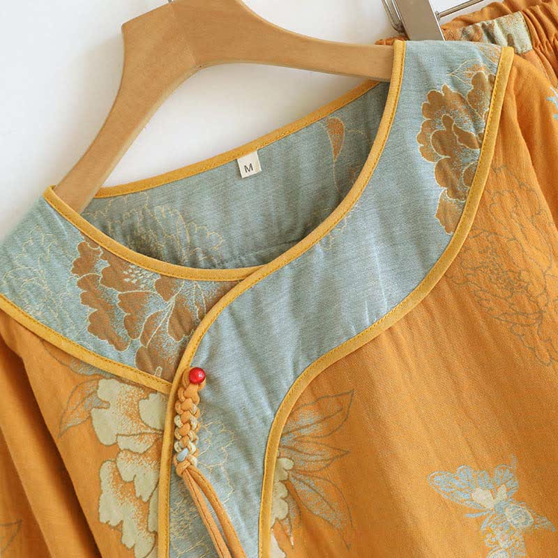 Ownkoti Peony Butterfly Jacquard Cotton Gauze Pajamas - image 3