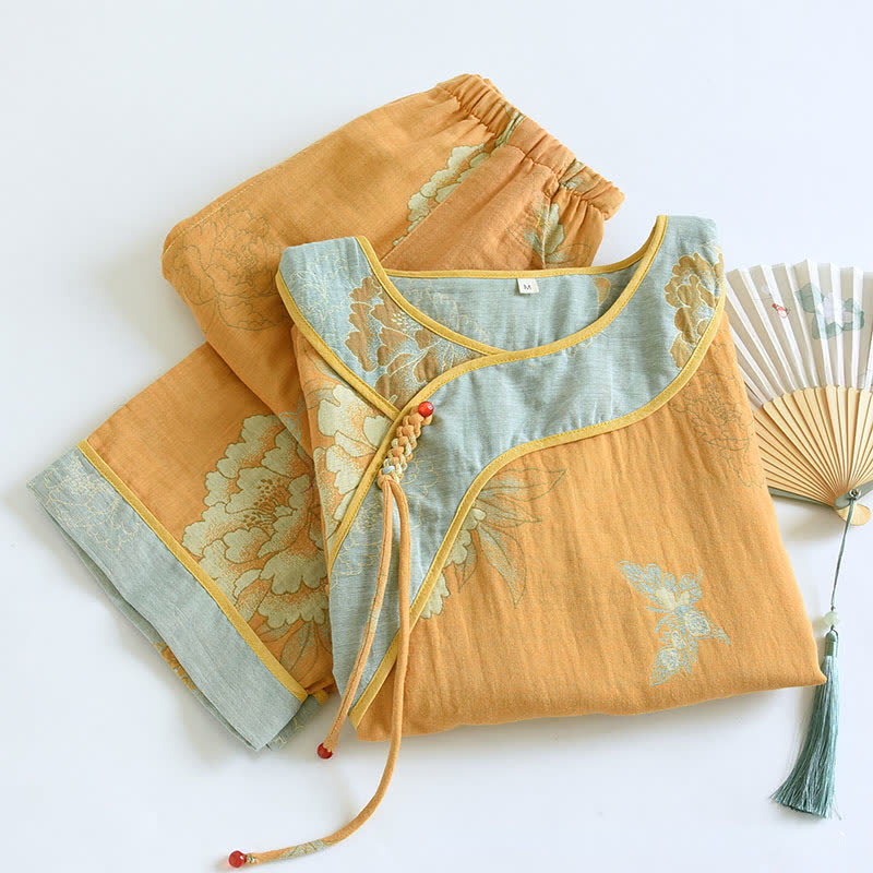 Ownkoti Peony Butterfly Jacquard Cotton Gauze Pajamas - image 2