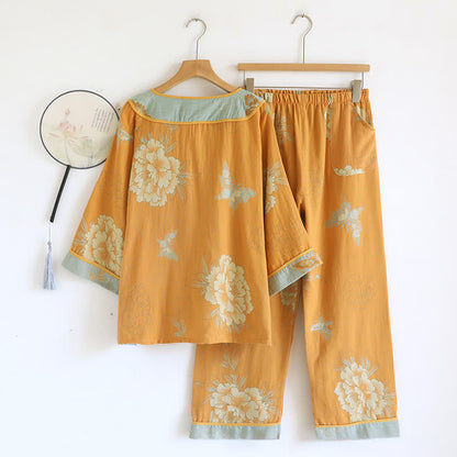 Ownkoti Peony Butterfly Jacquard Cotton Gauze Pajamas - image 1