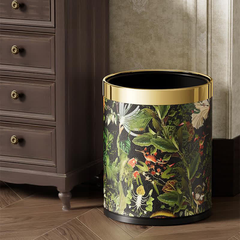 Tropical Jungle Leather Trash Bin - image 4