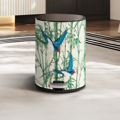 Ownkoti Rural Bamboo Bird Stainless Steel Trash Can - image 3