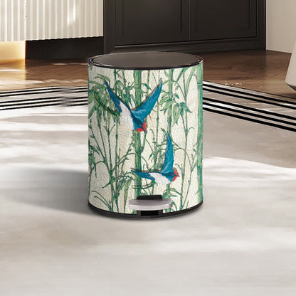 Ownkoti Rural Bamboo Bird Stainless Steel Trash Can - Foot Pedal - 9"W x 9"L x 12"H - image 2