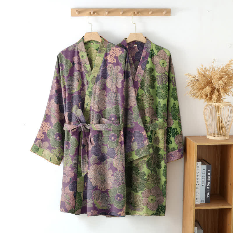Ownkoti Peach Blossom Cotton Gauze Kimono Robe - image 1