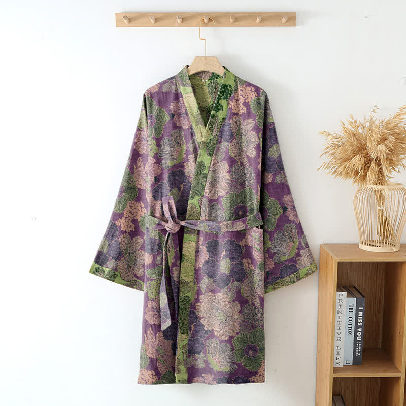 Ownkoti Peach Blossom Cotton Gauze Kimono Robe - image 2