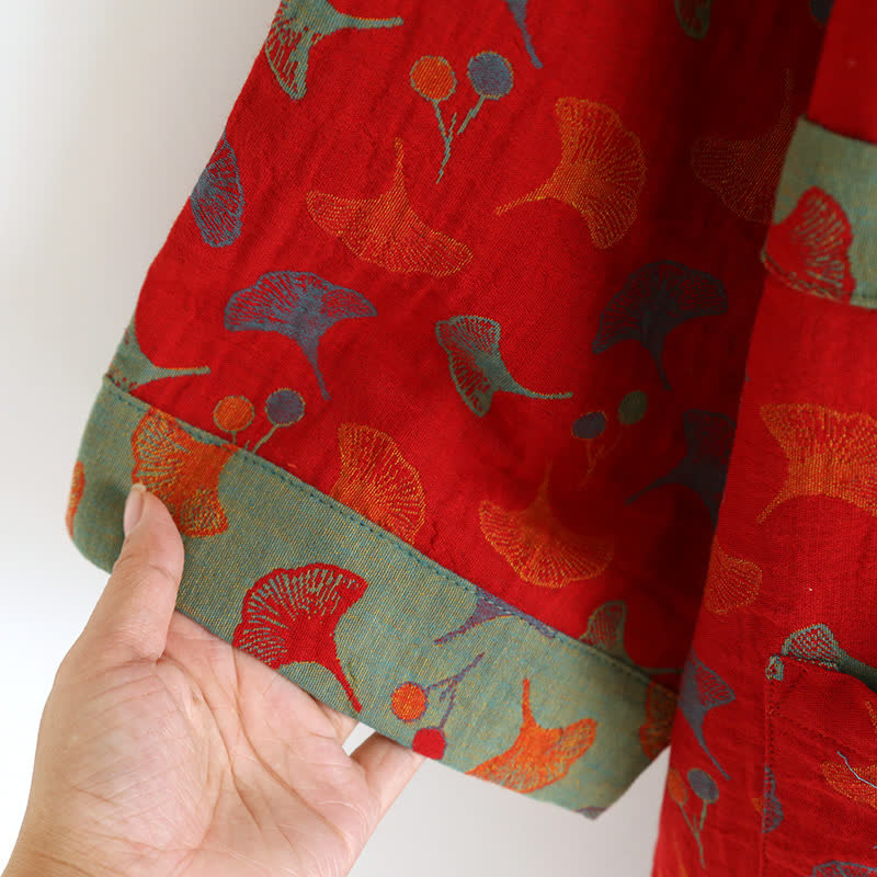 Ownkoti Two-Tone Ginkgo Cotton Gauze Kimono Robe - image 9