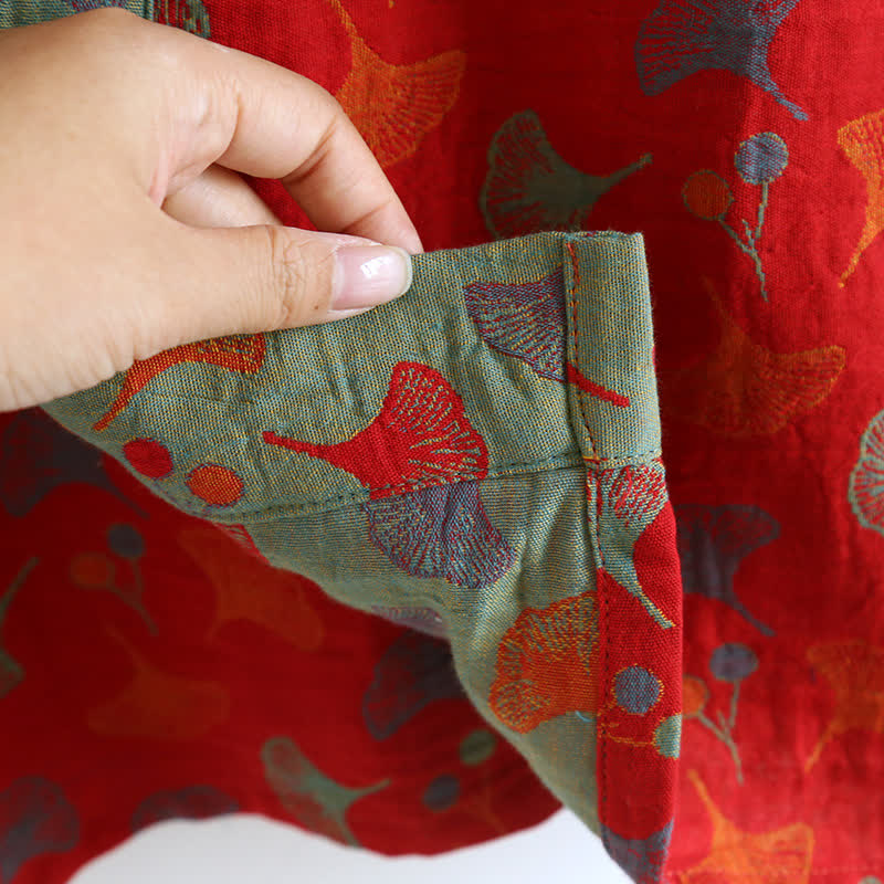 Ownkoti Two-Tone Ginkgo Cotton Gauze Kimono Robe - image 10