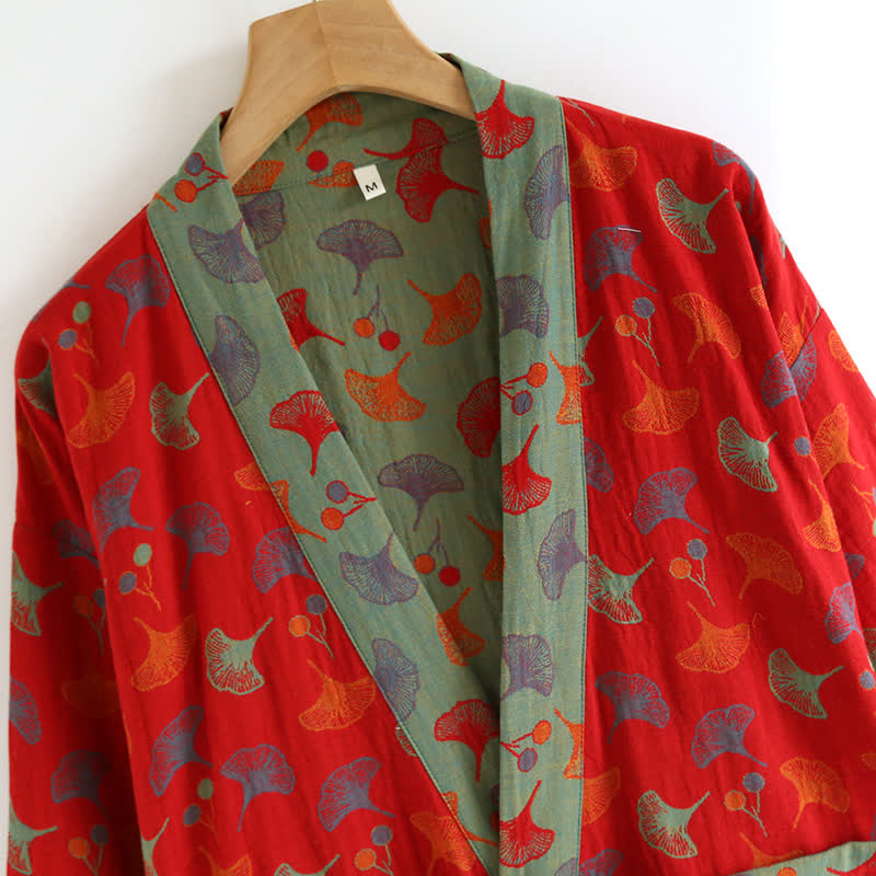 Ownkoti Two-Tone Ginkgo Cotton Gauze Kimono Robe - image 8