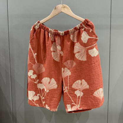 Ownkoti Ginkgo Leaf Jacquard Cotton Pajama Shorts - image 2