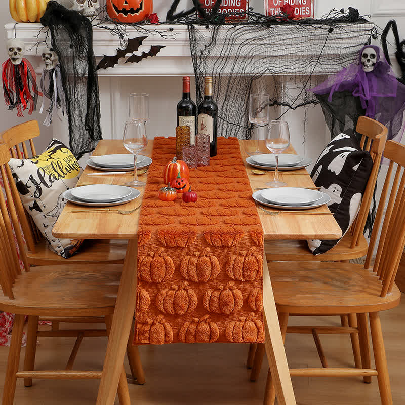 Halloween Pumpkin Quilted 3D Table Runner - Caramel - 13" x 108" - image 7