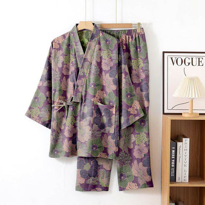 Peach Blossom Kimono style Loungewear Set - Purple - XL - image 5