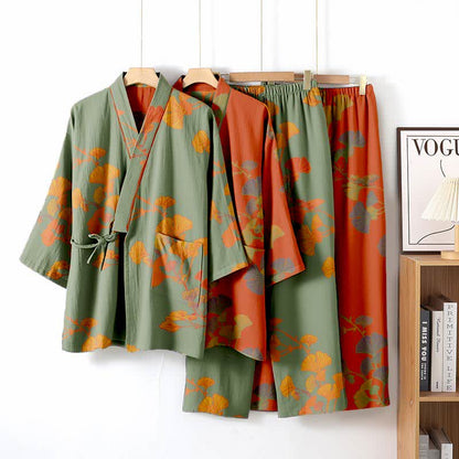 Ownkoti Large Ginkgo Leaf Cotton Kimono Pajamas - image 1