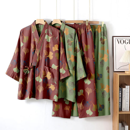 Ownkoti Ginkgo Cotton Gauze Kimono Loungewear Set - image 5