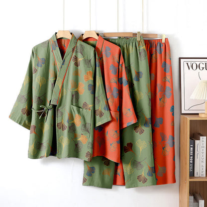 Ownkoti Ginkgo Cotton Gauze Kimono Loungewear Set - image 2