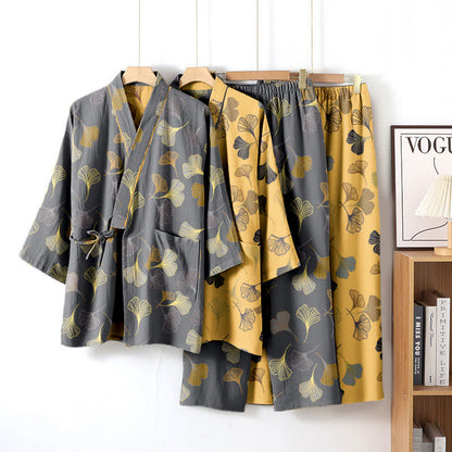 Ownkoti Ginkgo Cotton Gauze Kimono Loungewear Set - image 3
