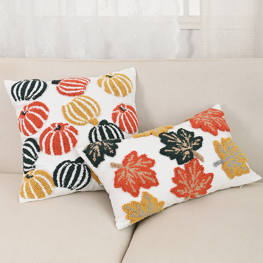 Ownkoti Tufted Maple Leaf Pumpkin Throw Pillow - image 4