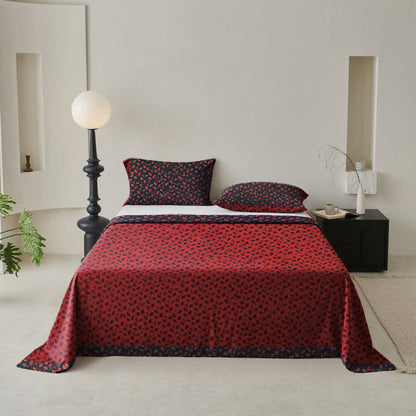 Ginkgo Biloba Natural Cotton Gauze Bedspread - Red - 2PCS Pillowcases - 41" x 20" - image 1