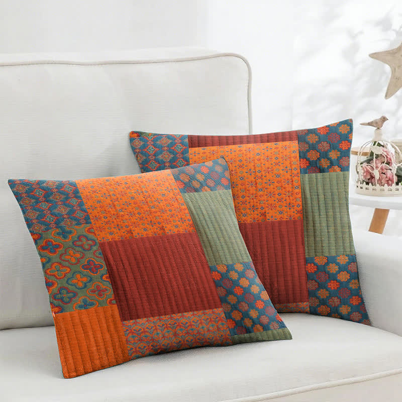 Patchwork Cotton Gauze Jacquard Square Pillowcases(2PCS) - 18" x 18" - image 1
