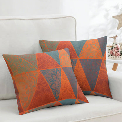 Triangle Pattern Cotton Jacquard Square Pillowcases(2PCS) - 18" x 18" - image 1