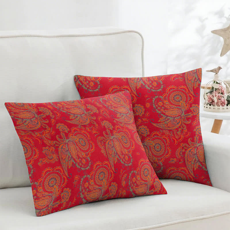 Paisley Print Cotton Jacquard Square Pillowcases(2PCS) - 18" x 18" - image 1