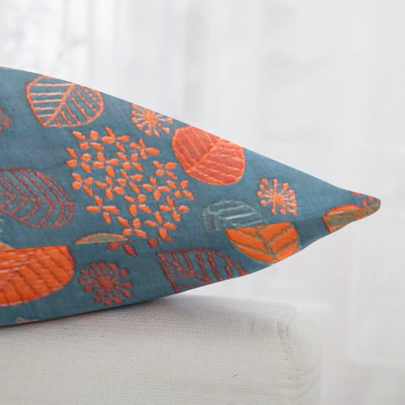Leaf Print Cotton Jacquard Square Pillowcases(2PCS) - image 3