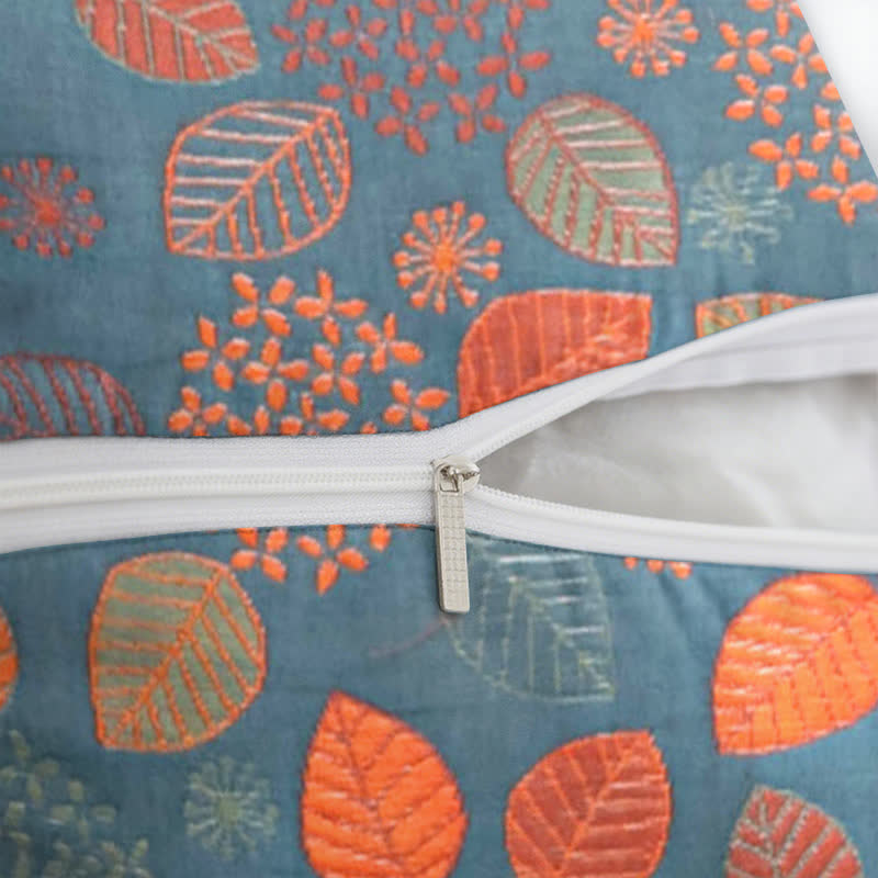 Leaf Print Cotton Jacquard Square Pillowcases(2PCS) - image 4