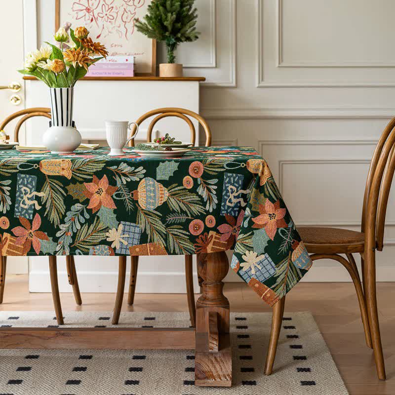 Plant & Floral Print Jacquard Tablecloth - image 4