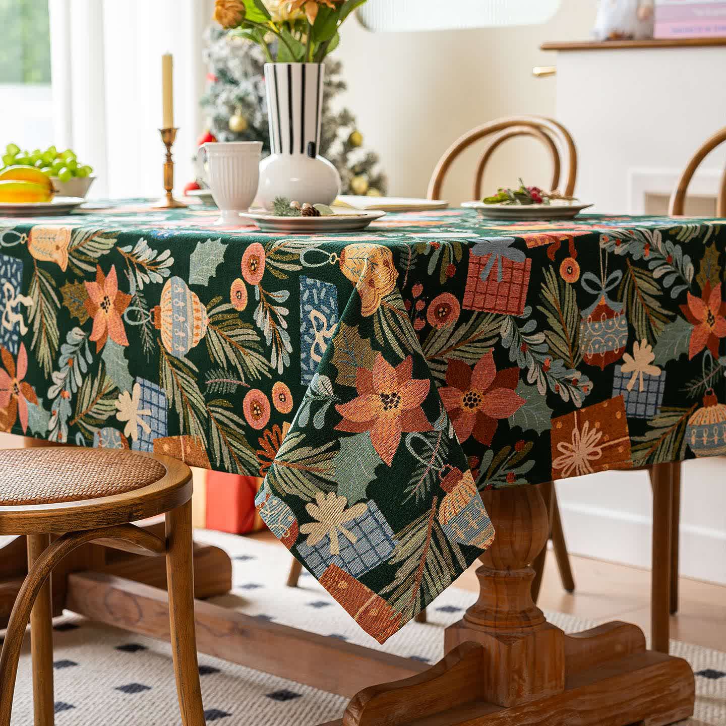 Plant & Floral Print Jacquard Tablecloth - image 6