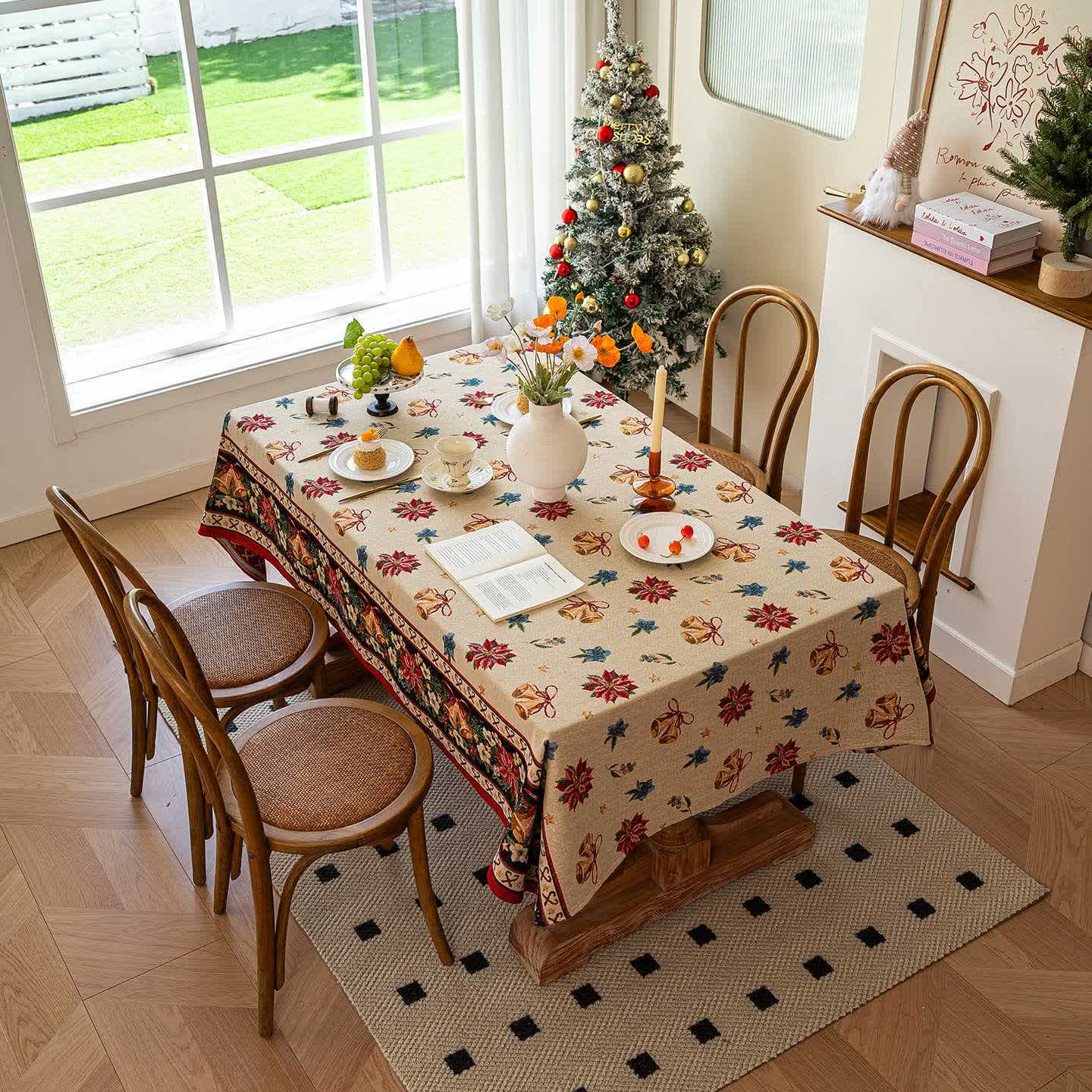 Christmas Bell Floral Jacquard Tablecloth - image 3