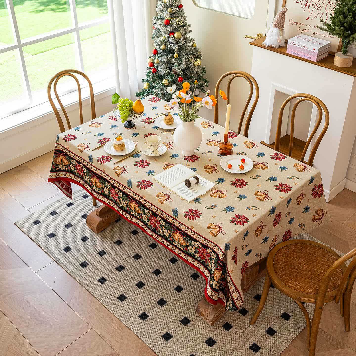 Christmas Bell Floral Jacquard Tablecloth - image 2