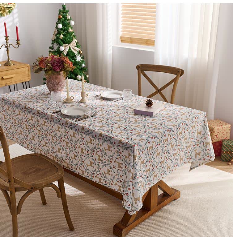 Christmas Elk Print Waterproof Tablecloth - image 2