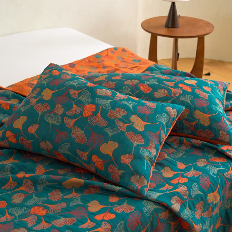 Ownkoti Ginkgo Biloba Organic Cotton Quilt - Blue - 2PCS Pillowcases - 20" x 36" - image 18