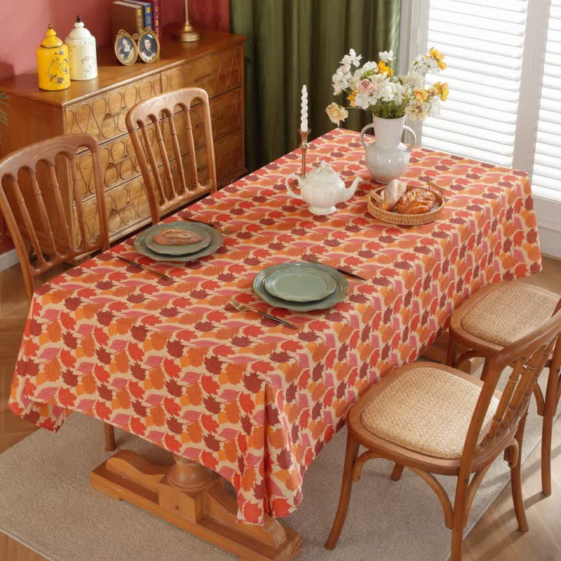 Autumn Harvest Maple Leaf Tablecloth - Round - 48" - image 1