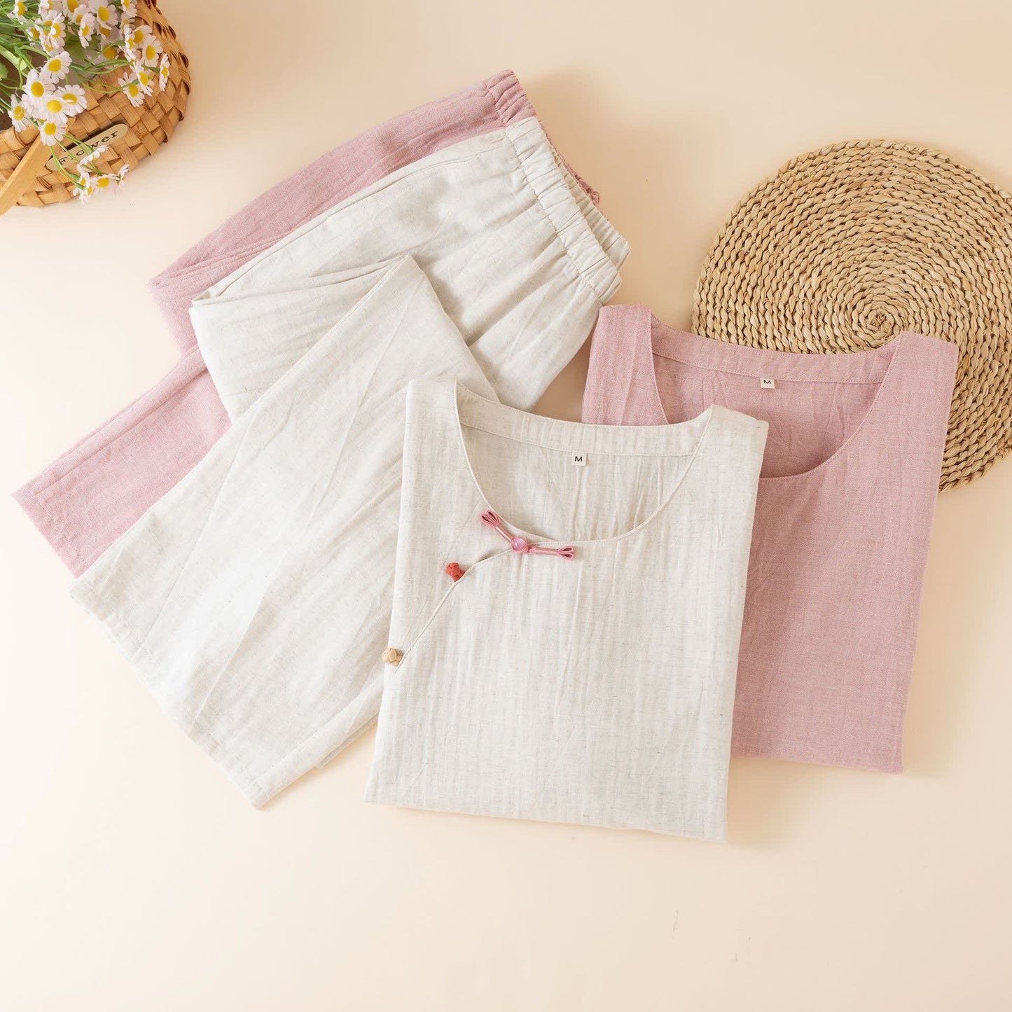 Oriental Style Buttoned Loungewear Set - image 2