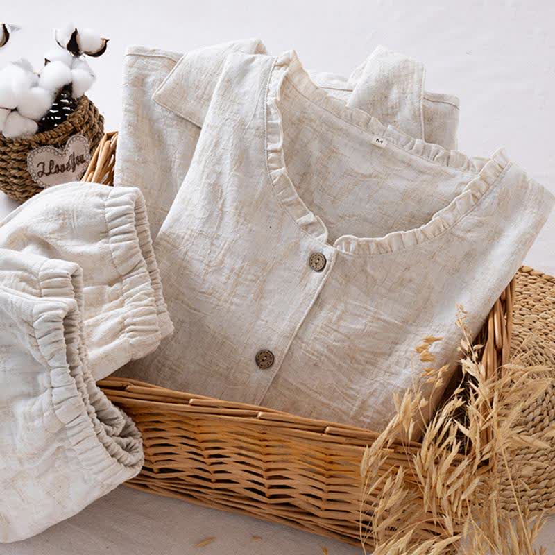 Matching Minimalist Cotton Linen Loungewear Set - image 4