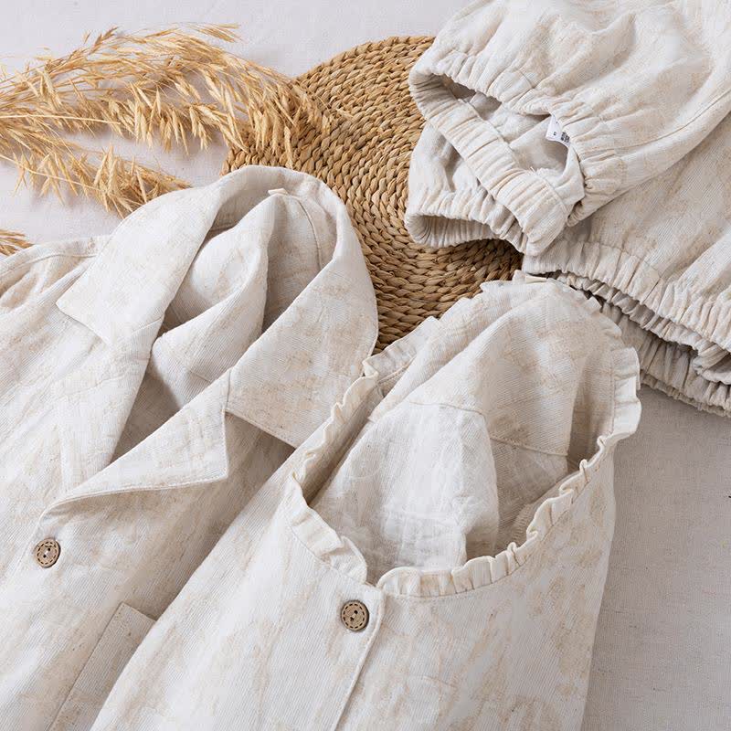 Matching Minimalist Cotton Linen Loungewear Set - image 5