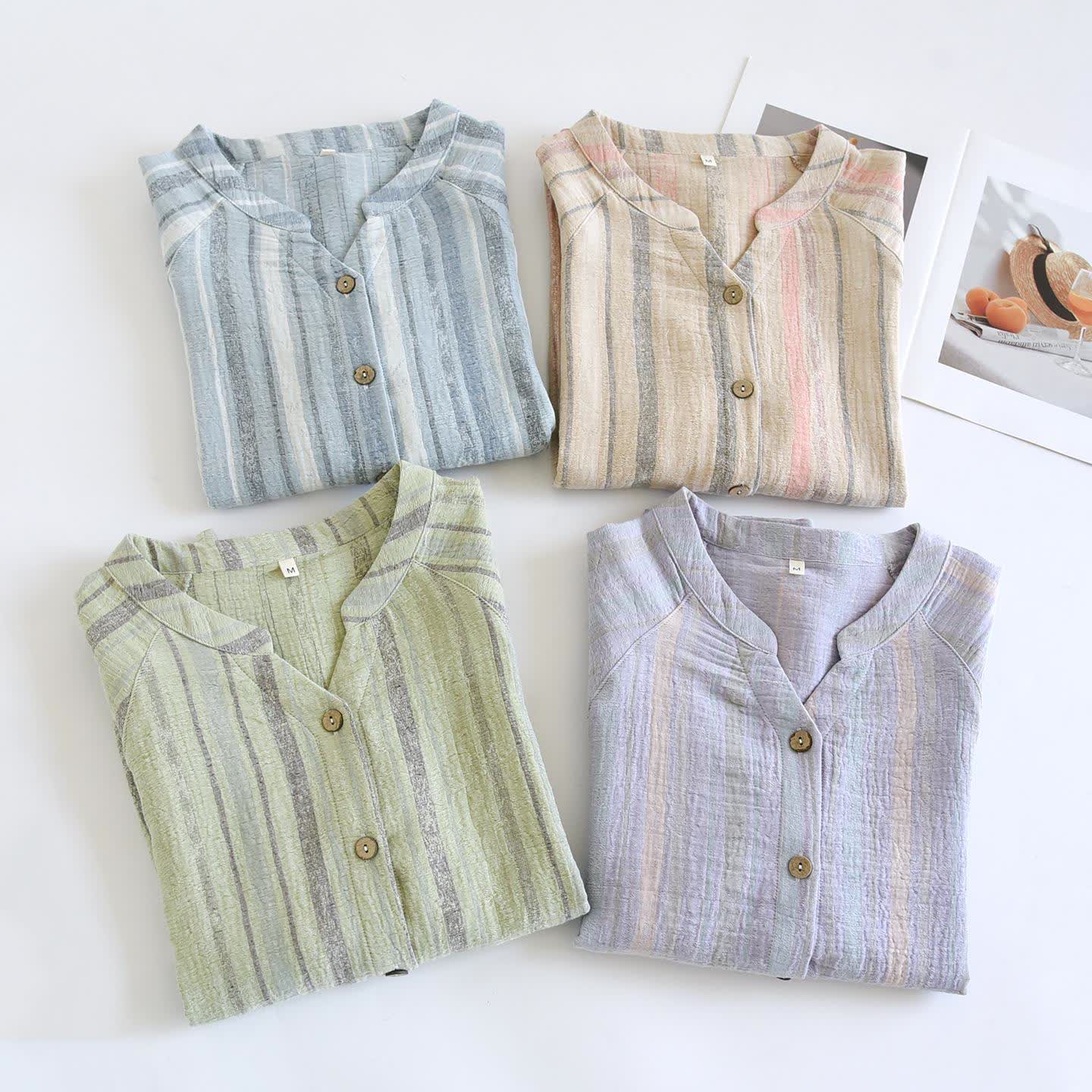 Striped Cotton Gauze Loungewear Set - image 3