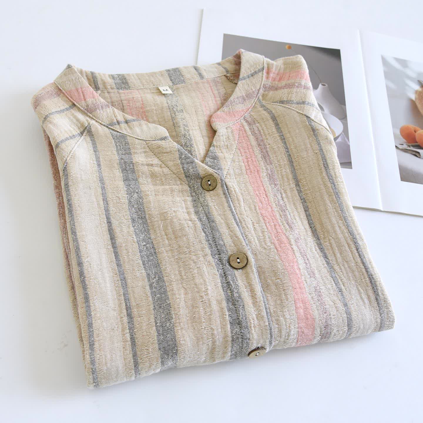 Striped Cotton Gauze Loungewear Set - image 7