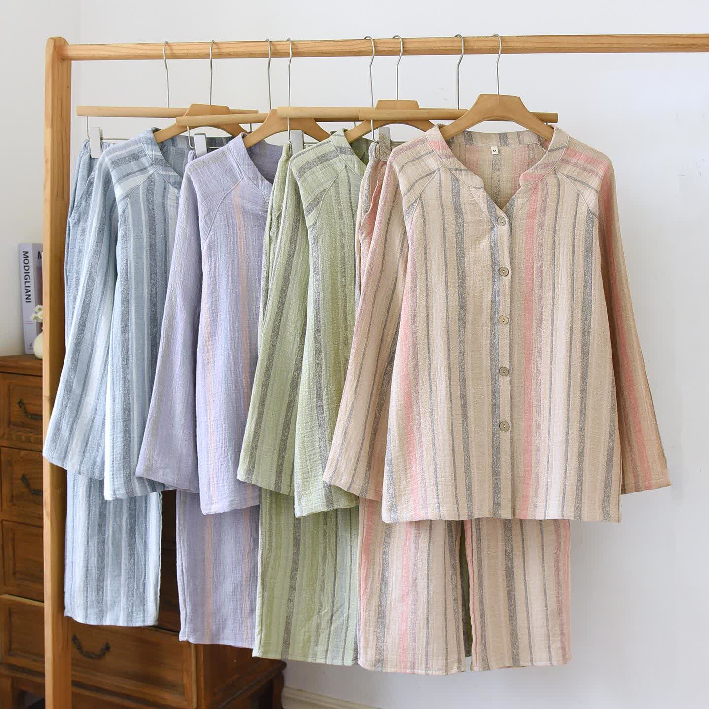 Striped Cotton Gauze Loungewear Set - image 1