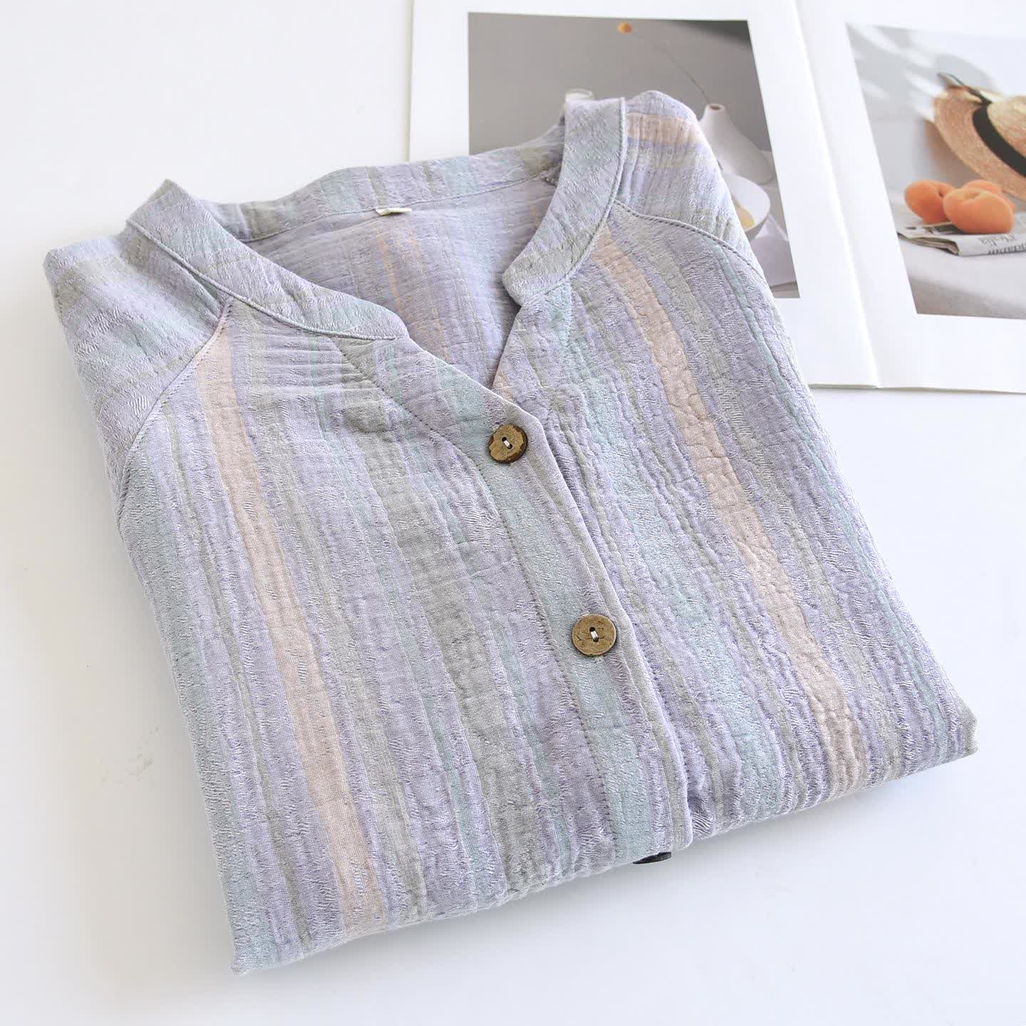 Striped Cotton Gauze Loungewear Set - image 10