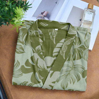 Ownkoti Monstera Print Cotton Gauze Kimono Robe - image 8
