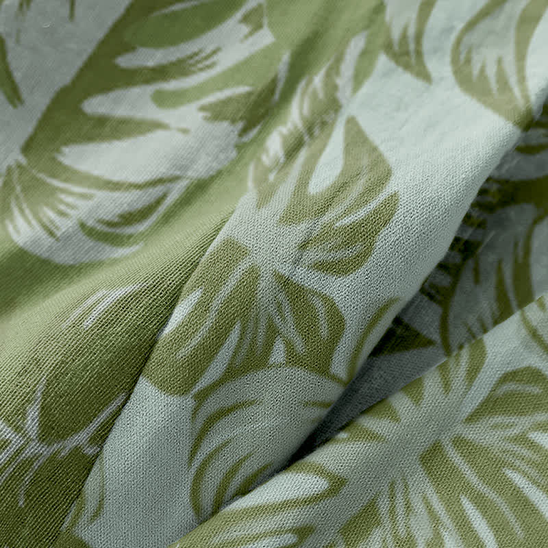 Monstera Print Cotton Gauze Kimono Robe - image 6