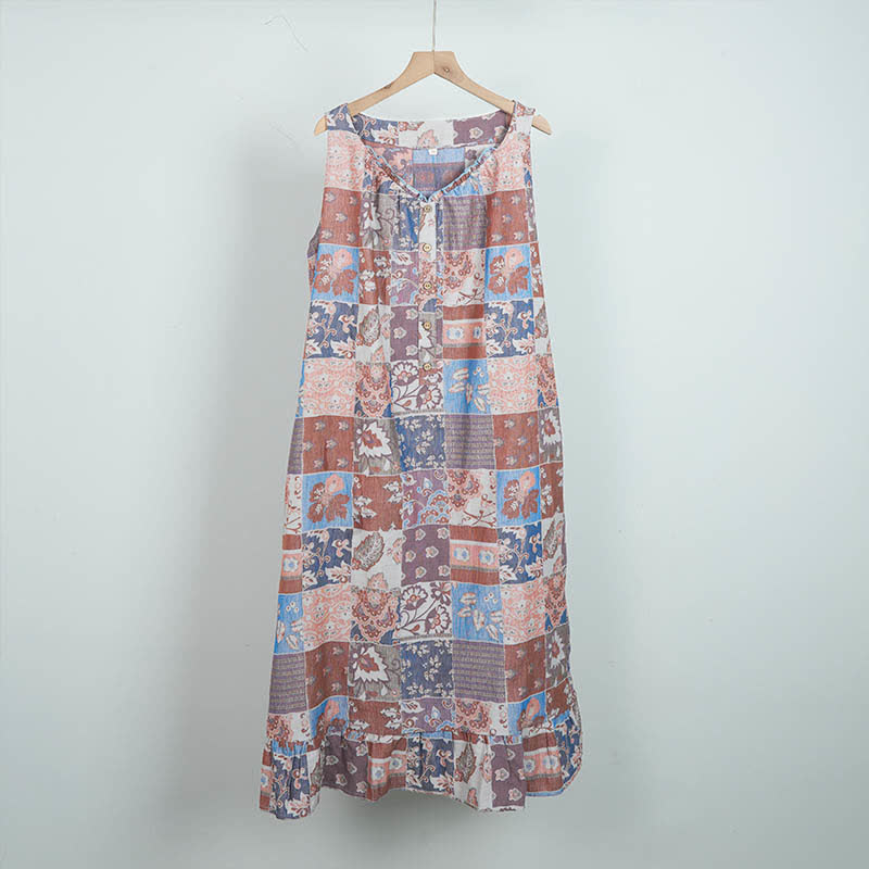 Ethnic Floral Cotton Sleeveless Nightdress - image 13