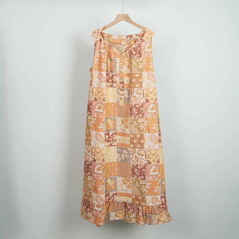 Ethnic Floral Cotton Sleeveless Nightdress - image 4