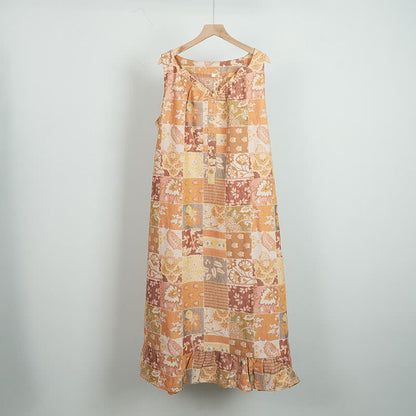 Ethnic Floral Cotton Sleeveless Nightdress - image 4