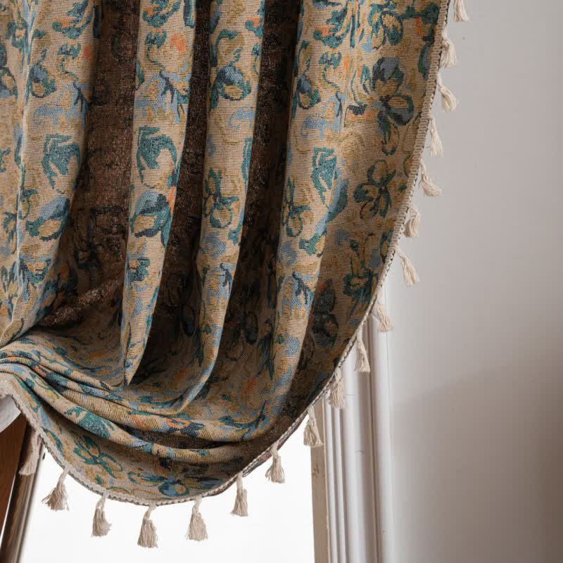 Ownkoti Rustic Blue Floral Light Filtering Curtain - image 4