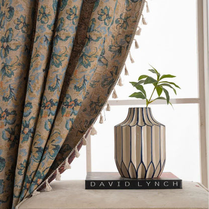 Ownkoti Rustic Blue Floral Light Filtering Curtain - image 3