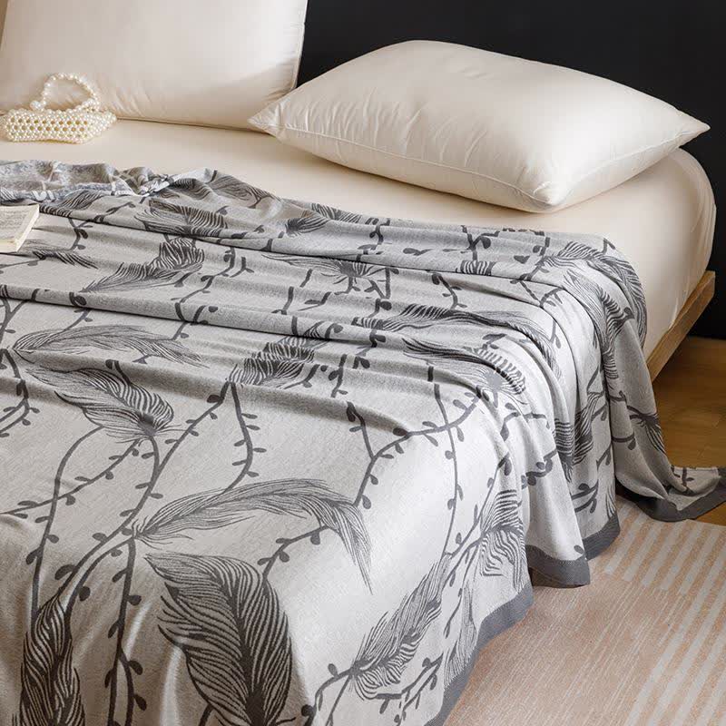 Grey Leaf Print Cooling Bedspread - image 3