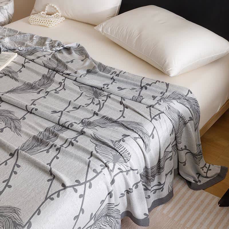 Grey Leaf Print Cooling Bedspread - image 4