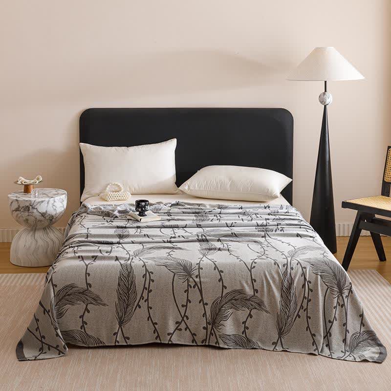 Grey Leaf Print Cooling Bedspread - Queen - image 1
