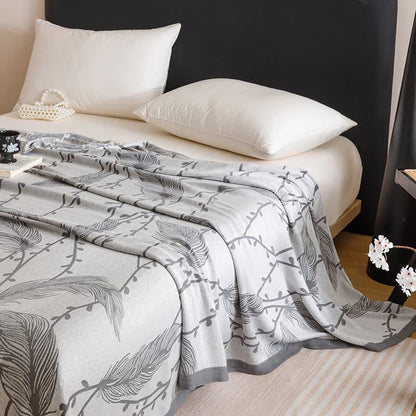 Grey Leaf Print Cooling Bedspread - image 2